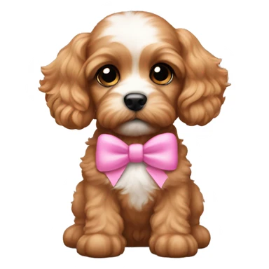 Cavapoo puppy with a pink bow on each ear sticker