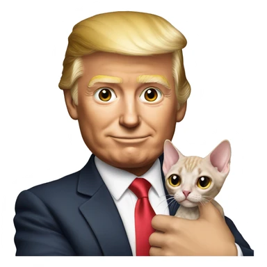 Donald Trump holding a Devon Rex cat sticker