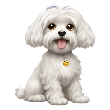 maltese dog with curly brown haired girl sticker