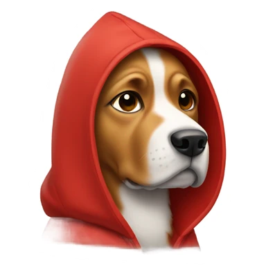 Dog wearing a red hoddie sticker