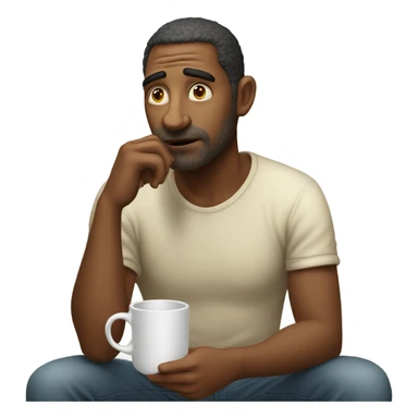 pensive guy with a cup sticker