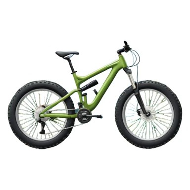 An icon featuring a mountain bike with wide tires, positioned on a forest trail or rocky mountain road. The background shows dense trees, steep slopes, and distant peaks under a clear blue sky. Transparent background highlights the thrill and rugged beauty of mountain biking. sticker