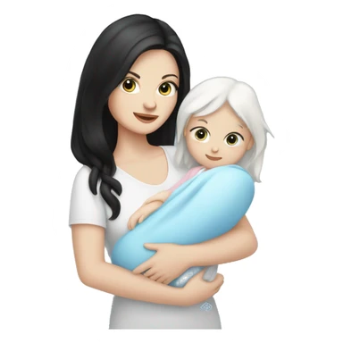 mom holding newborn baby girl with blue eyes white skin and black hair and white skin newborn girl white skin sticker