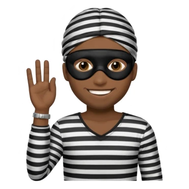 A theif robber emoji,Stripped shirt,eye mask, black head. sticker