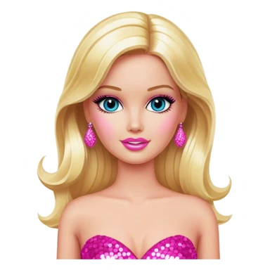 Glamorous blonde Barbie, hot pink sequin gown sticker
