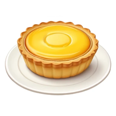 Hong Kong egg tart with yellow custard filling, simplified emoji style with bold outlines and bright colors, cartoon style Dan Ta pastry sticker
