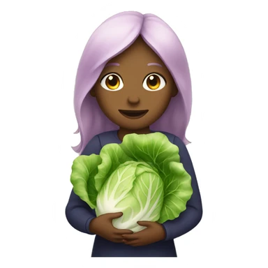 Girl hold in hands a cabbage  sticker
