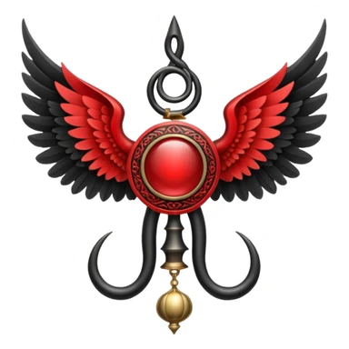 Holy Emblem with black wings and horn and red tetragrammaton in the middle sticker