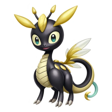 Shiny glossy melanistic oily pastel white bright Meloetta-Giratina-Noibat-Pokémon-Fakémon-fusion-hybrid-creature sticker