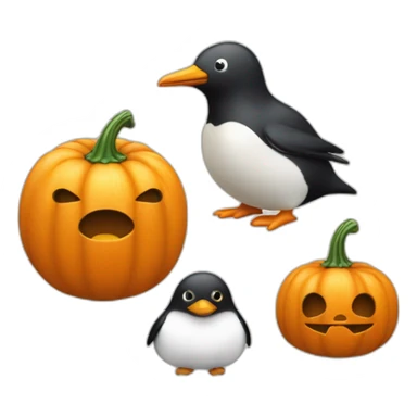Une citrouille avec un pingouin et un œuf sticker