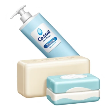 bar of soap and tooth paste on a countertop  sticker