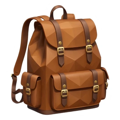 backpack brown emoji low poly  sticker