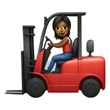 Girl driving red forklift sticker