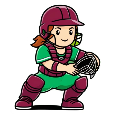 Softball catcher in maroon uniform sticker