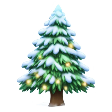 Snow covered Christmas tree with blue lights sticker