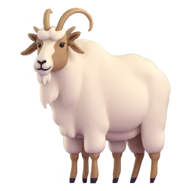 realistic 3D mountain goat with textured fur sticker