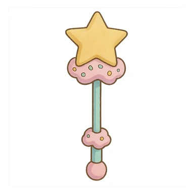 ghibli style magic wand with frosting details, pastel colors sticker