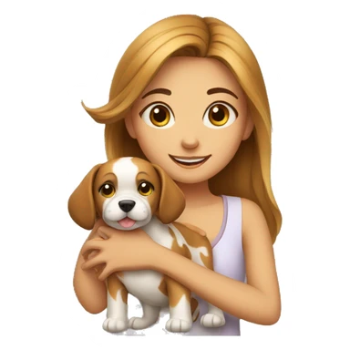 A cute girl with a dog sticker