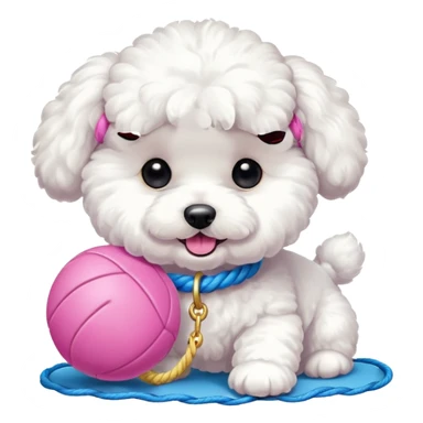Bichon Frisé dog playing with toys sticker