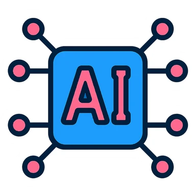 Modern logo for artificial intelligence tools, futuristic, digital, with a hint of blue, in the style of a color outline icon, using a pink and blue color scheme, with no background. sticker