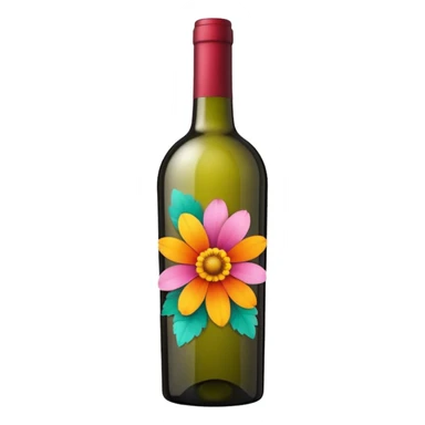 a flower decoration on a wine bottle sticker