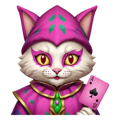 court jester cat medieval, single poker card joker, pink, face only sticker