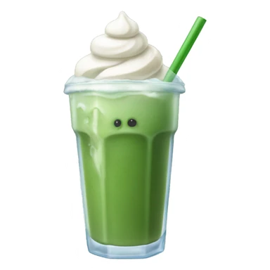 Iced matcha latte with ice cubes without a face   sticker