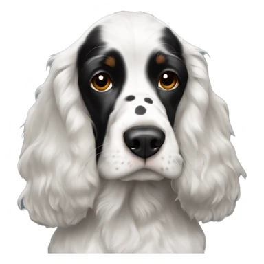 black and white trimed english cocker spaniel with spots on nose sticker