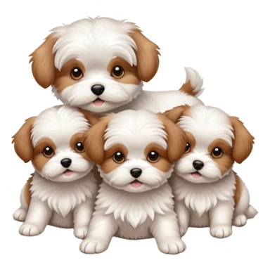  Maltese dog with 5 brown puppies sticker