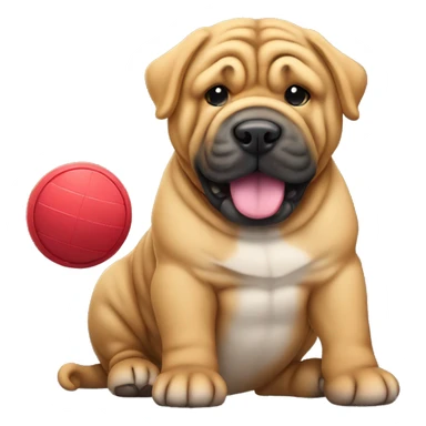 sharpei with gong with a toy sticker