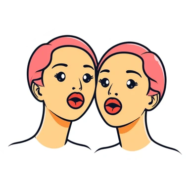 woman with two heads sticking out their tongues sticker