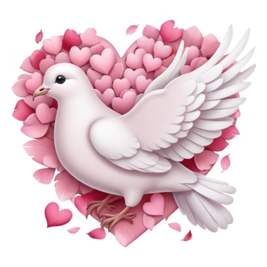 Pastel white-pinkish Romantic dove with hearts and rose-petals sticker