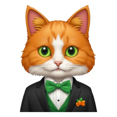 cat with suit and green bow tie sticker
