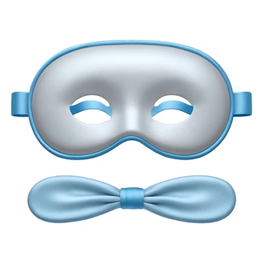 emoji of an isolated silky sleep mask, soft satin texture, stitched closed eyes embroidery, no real eyes, no face, no character features, light grey with pastel blue tint, cozy pajama feel, smooth rounded shape, soft shadows sticker