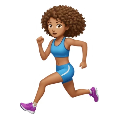 Treino de corrida mulher morena de cabelos cacheados sticker