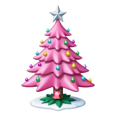 A pink Christmas tree with snow White glitter decorations sticker