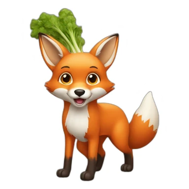 a fox with a carrot in his hand sticker