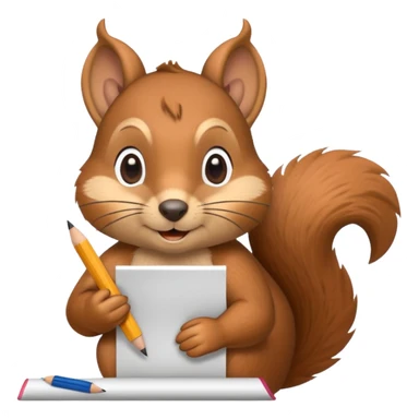 squirrel writing on a piece of paper sticker