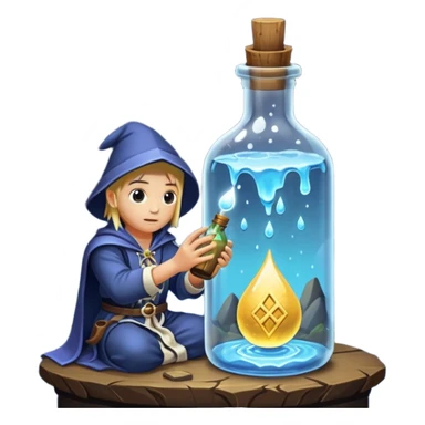 human rune alchemist catching dripping moonlight in bottle sticker