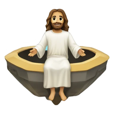 Jesus in a crucifix spaceship sticker