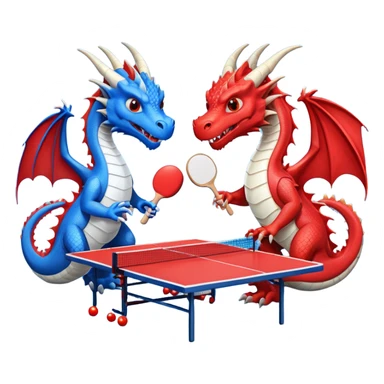 deux dragons qui jouent au ping pong sans la table sticker