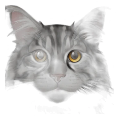 Black and white striped Maine coon with white strip down nose and Amber eyes sticker