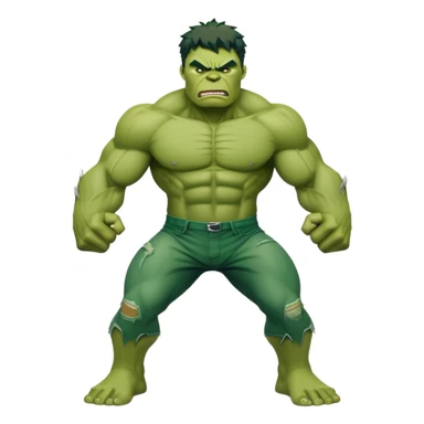 Hulk superhero with green skin, muscular body, angry face sticker
