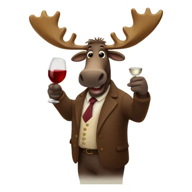 Moose holding wine glass sticker