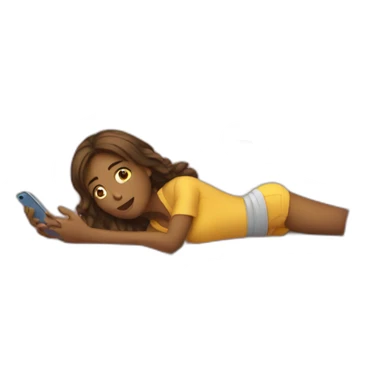 girl lying on couch with phone sticker