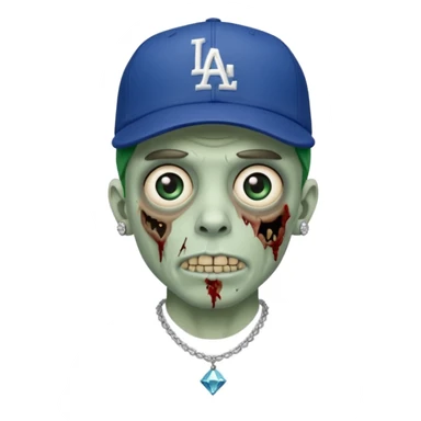 Zombie con gorra de los Dodgers y cadena con diamantes  sticker