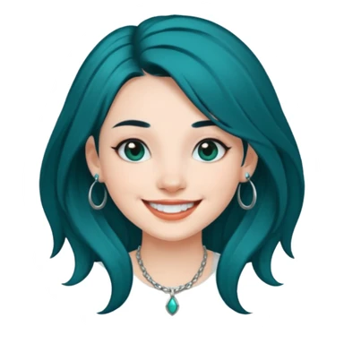 Can you make a girl with dark teal hair and a septum piercing sticker