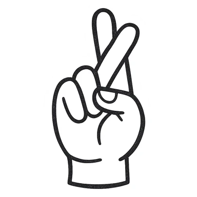 stylized illustration of a hand showing the ASL letter R, fingers crossed, minimal and easy to recognize sticker
