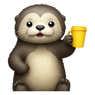 sea otter with yellow cup in hands sticker
