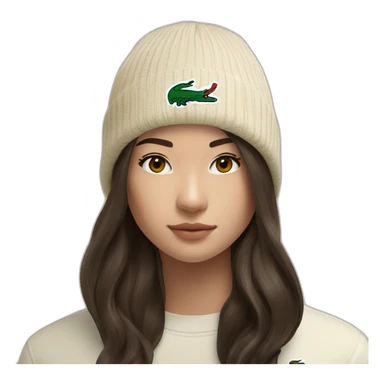 Brunette lacoste beanie with lacoste sticker